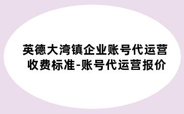 英德大湾镇企业账号代运营收费标准-账号代运营报价