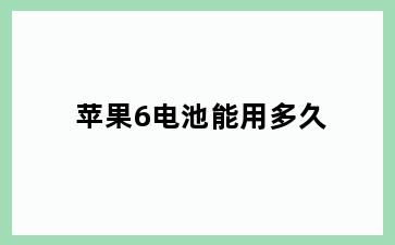 苹果6电池能用多久