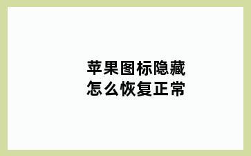 苹果图标隐藏怎么恢复正常