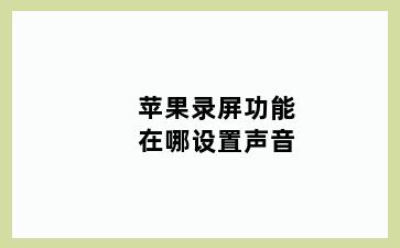 苹果录屏功能在哪设置声音