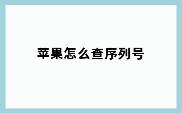 苹果怎么查序列号