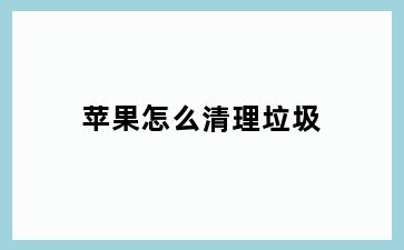 苹果怎么清理垃圾