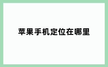 苹果手机定位在哪里