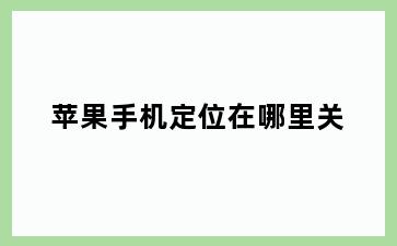 苹果手机定位在哪里关