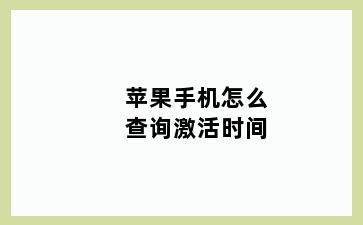 苹果手机怎么查询激活时间