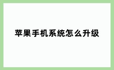 苹果手机系统怎么升级