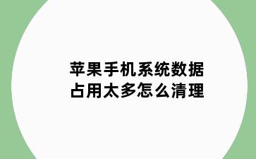苹果手机系统数据占用太多怎么清理