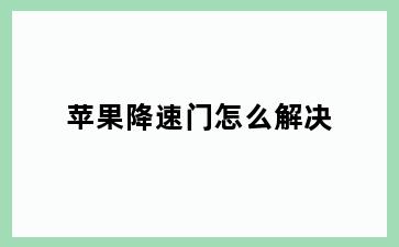 苹果降速门怎么解决