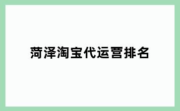 菏泽淘宝代运营排名