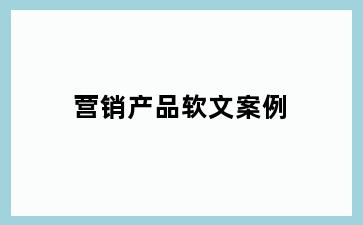 营销产品软文案例