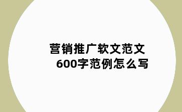 营销推广软文范文600字范例怎么写