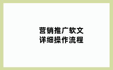 营销推广软文详细操作流程