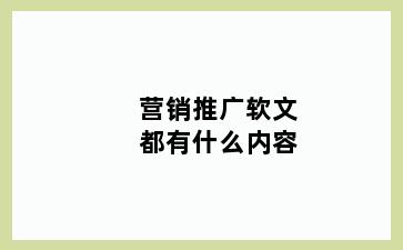营销推广软文都有什么内容