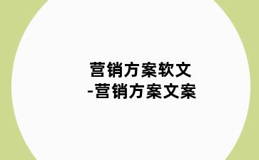 营销方案软文-营销方案文案