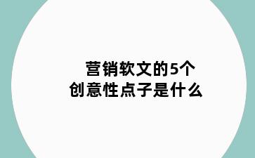 营销软文的5个创意性点子是什么