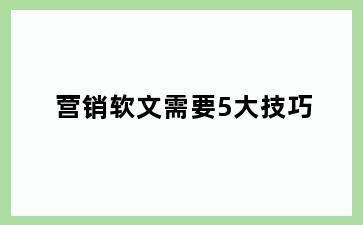 营销软文需要5大技巧