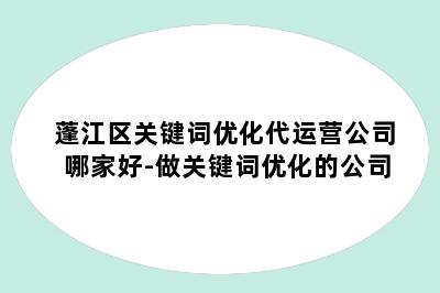 蓬江区关键词优化代运营公司哪家好-做关键词优化的公司