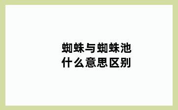 蜘蛛与蜘蛛池什么意思区别