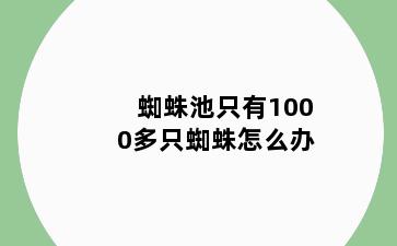 蜘蛛池只有1000多只蜘蛛怎么办