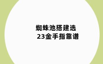 蜘蛛池搭建选23金手指靠谱