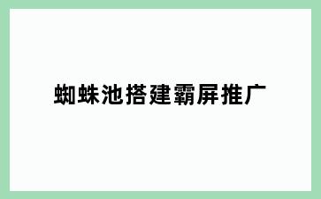 蜘蛛池搭建霸屏推广
