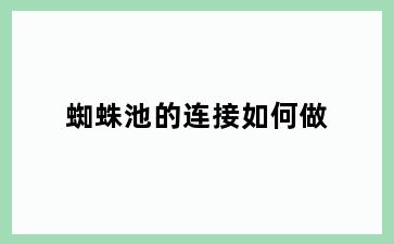 蜘蛛池的连接如何做