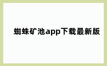 蜘蛛矿池app下载最新版