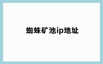蜘蛛矿池ip地址