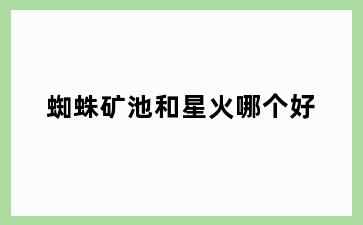 蜘蛛矿池和星火哪个好