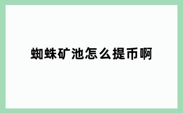 蜘蛛矿池怎么提币啊