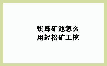 蜘蛛矿池怎么用轻松矿工挖