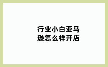 行业小白亚马逊怎么样开店