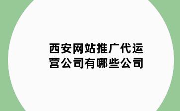 西安网站推广代运营公司有哪些公司