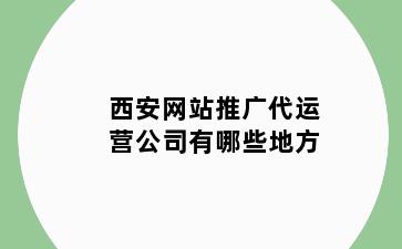 西安网站推广代运营公司有哪些地方