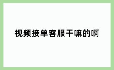 视频接单客服干嘛的啊