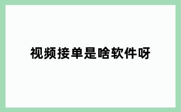 视频接单是啥软件呀