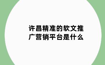 许昌精准的软文推广营销平台是什么