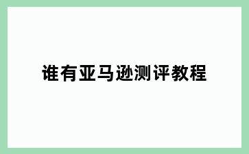 谁有亚马逊测评教程