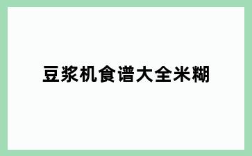 豆浆机食谱大全米糊
