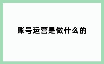 账号运营是做什么的