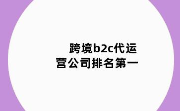 跨境b2c代运营公司排名第一
