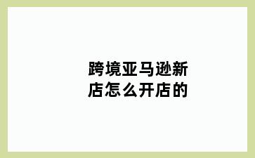 跨境亚马逊新店怎么开店的