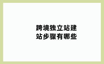 跨境独立站建站步骤有哪些