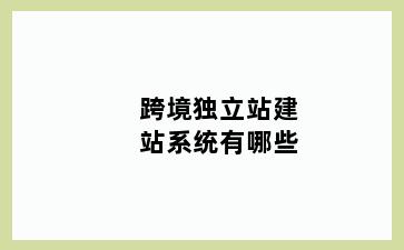 跨境独立站建站系统有哪些