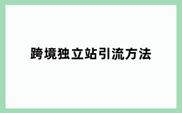 跨境独立站引流方法
