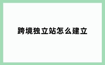 跨境独立站怎么建立