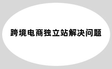 跨境电商独立站解决问题