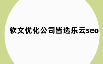 软文优化公司皆选乐云seo