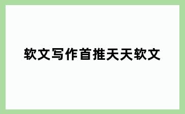 软文写作首推天天软文