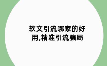 软文引流哪家的好用,精准引流骗局
